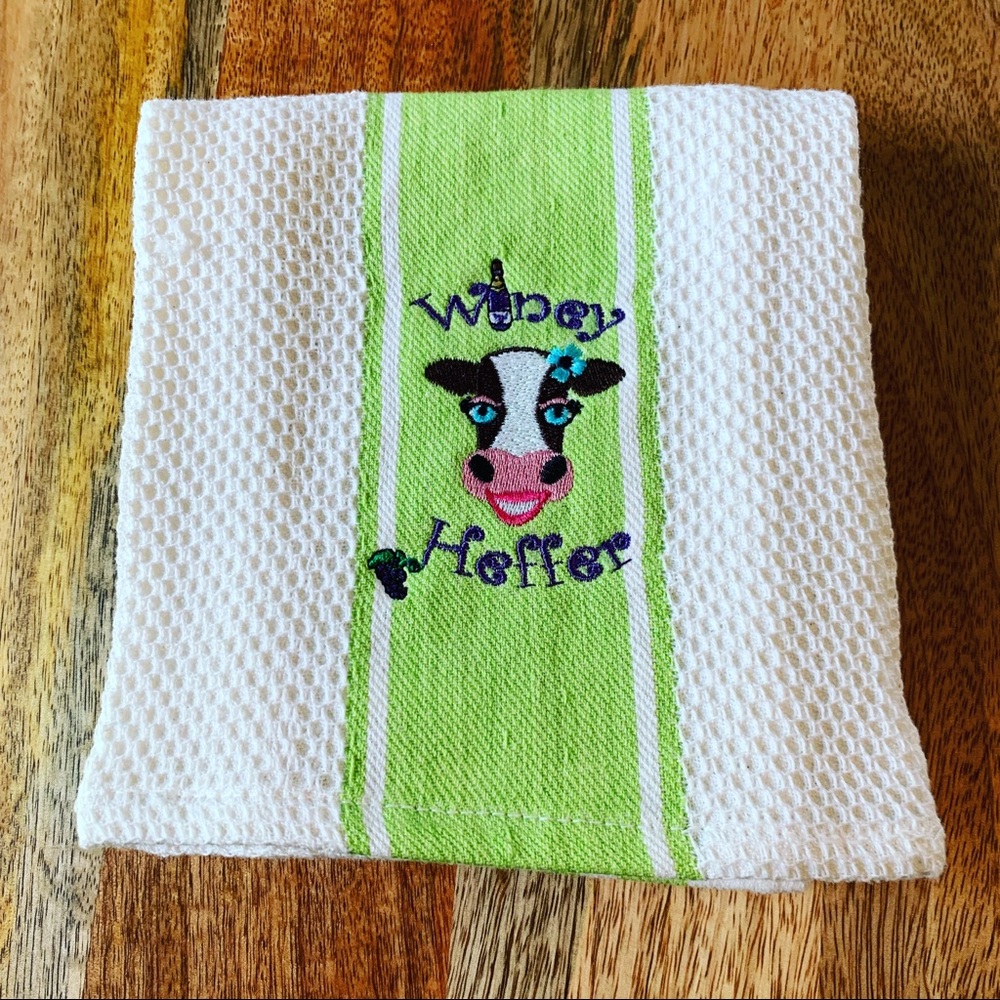 Winey Heffer Tea Towel • Wine & Kitchen Towel